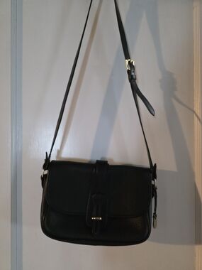Vintage 90s Dooney & Bourke Black Leather Crossbody Bag